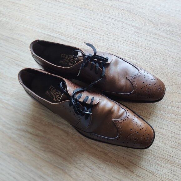 SALVATORE FERRAGAMO Made in Italy Brown Leather Oxford Dress Shoes Lace-Up main image 11